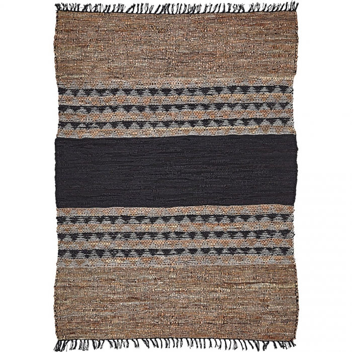Teppich Leder Triangels 130x180cm rost grau schwarz bei Le ...