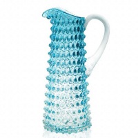  GLASKUNST Karaffe Tautropfen 1 Liter blau