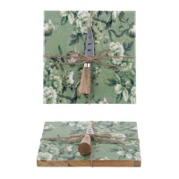  Schneidebrettchen und Messer Grünes Bouquet