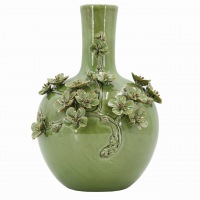  KERAMIK ATELIER Vase Blütenfein grün