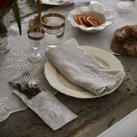  JUST PURE LINEN Set und Serviette Ornament 45 x 45 cm