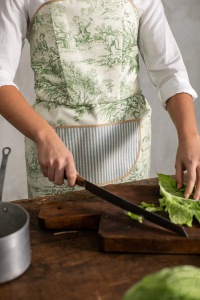  Bustier Schürze Toile de Jouy grün