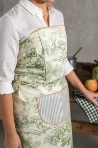  Bustier Schürze Toile de Jouy grün