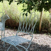  Bank Tisch 2 Stühle Set Normandie blau