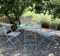  Bank Tisch 2 Stühle Set Normandie blau