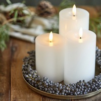  ENSEMBLE Beerenkranz - Tablett - 3 LED Kerzen