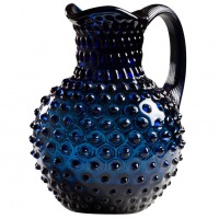  GLASKUNST Krug Tautropfen blau