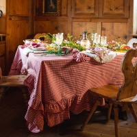  Tischdecke Vichy Karo Rot fleckenabweisend 180 x 220 cm