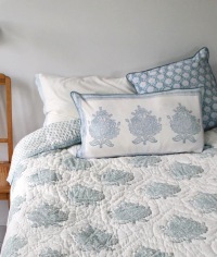  Quilt und Tagesdecke L Arbre de Vie blau -Streifen 150 x 240 cm