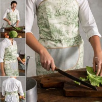  Bustier Schürze Toile de Jouy grün