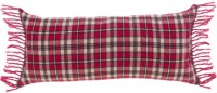  Tartan Kissen mit Fransen rot-grau