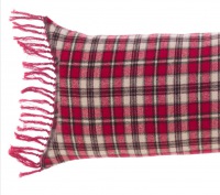  Tartan Kissen mit Fransen rot-grau
