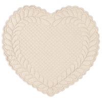 Boutis Tischset Herz, 42 x 42 cm, french beige hell
