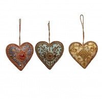  3er Set Herzen Nostalgischer Weihnachtsschmuck