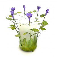 Serie Art Deco Windlicht lila Blumen