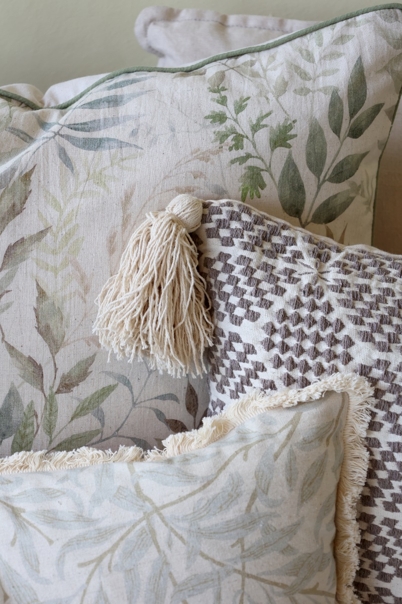  2er Set Kissen Blätterwerk
