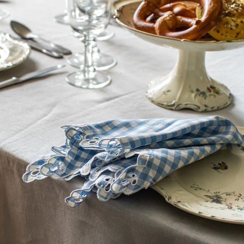  MANUFAKTUR Serviette Amalfi Vichy Karo blau