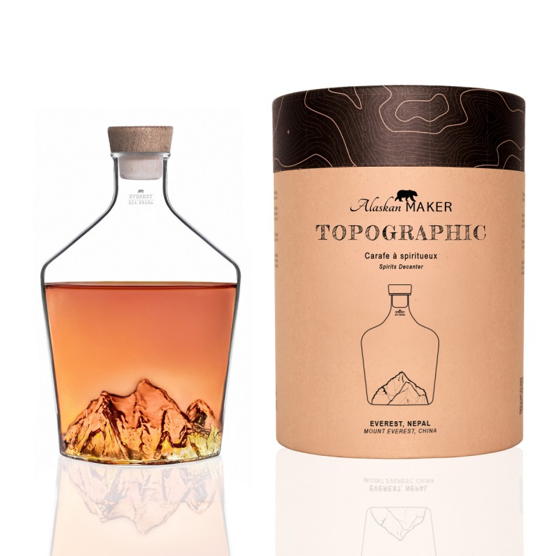  TOPOGRAPHIC Spirituosenflasche Mount Everest