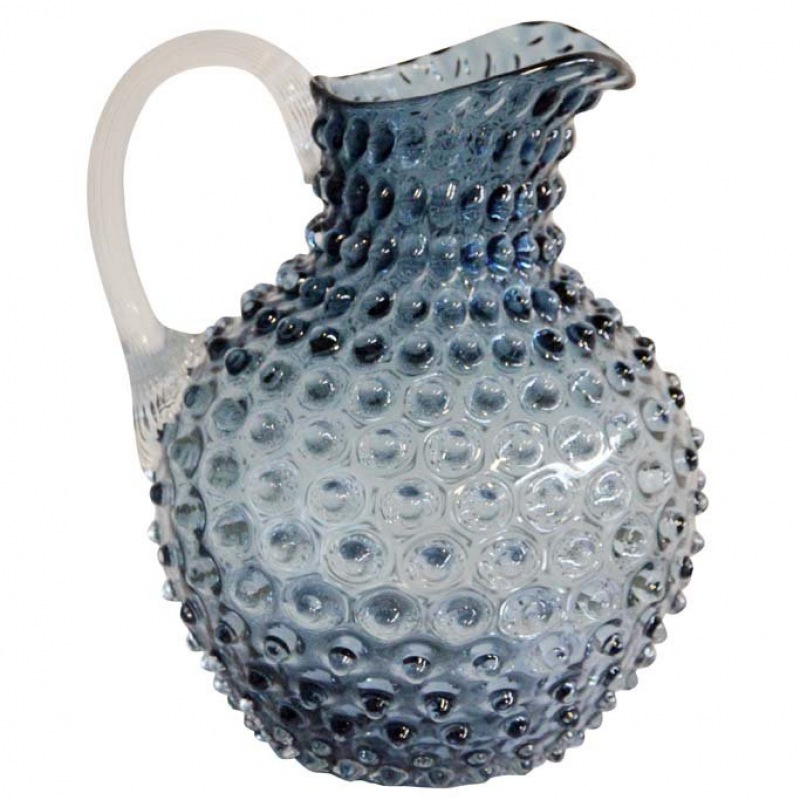  GLASKUNST  Krug Tautropfen, rauchblau