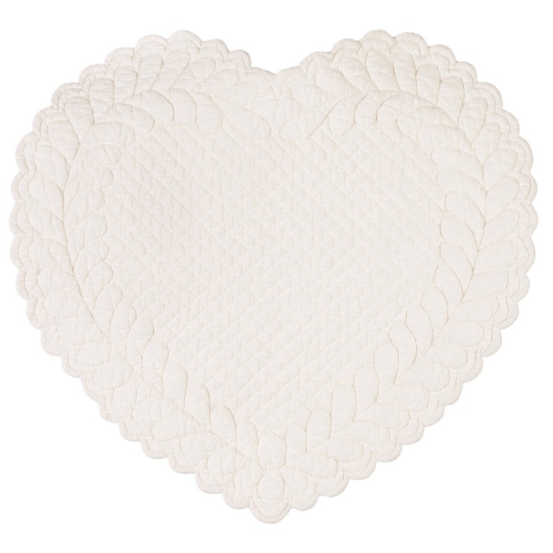  Boutis Tischset Herz, 42 x 42 cm, cream