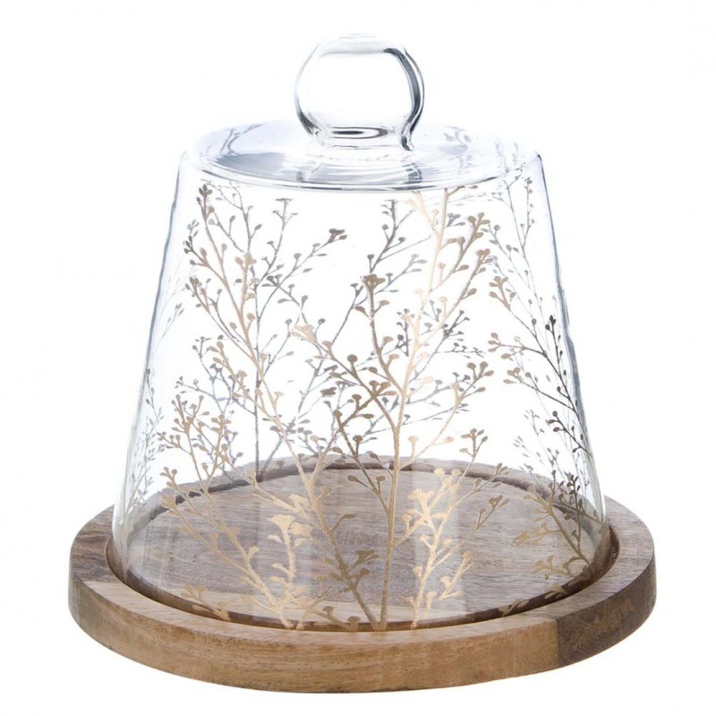  Glasglocke mit Platte Golden Times