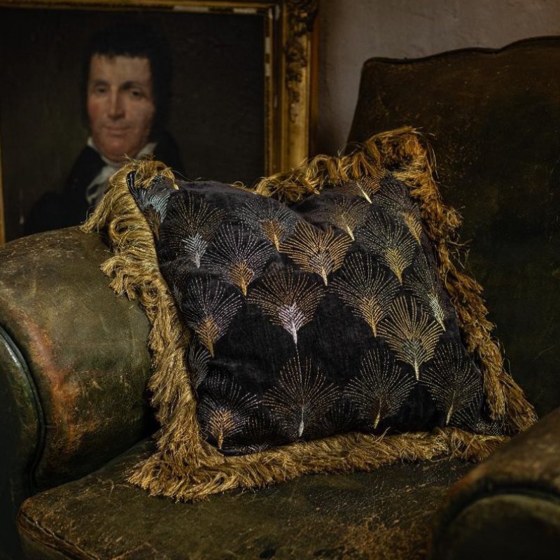  Kissen Castello carbon-gold-silber 45 x 45 cm