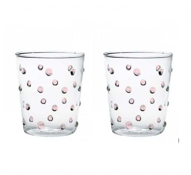  2-er Set Gläser Fancy Dots, rosa