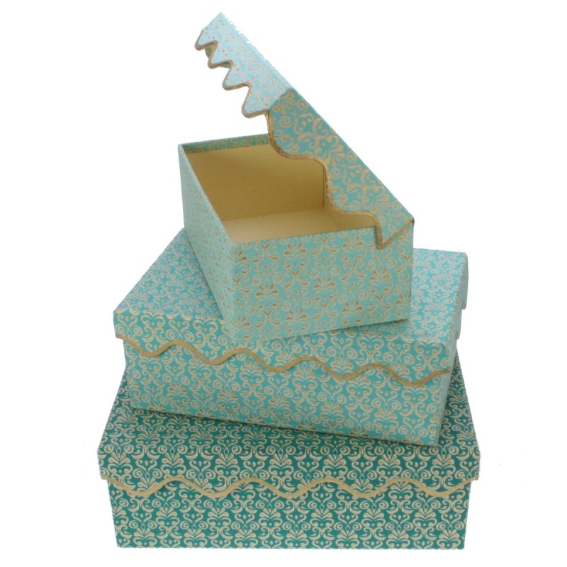  Meander Geschenkbox 3-er Set türkis