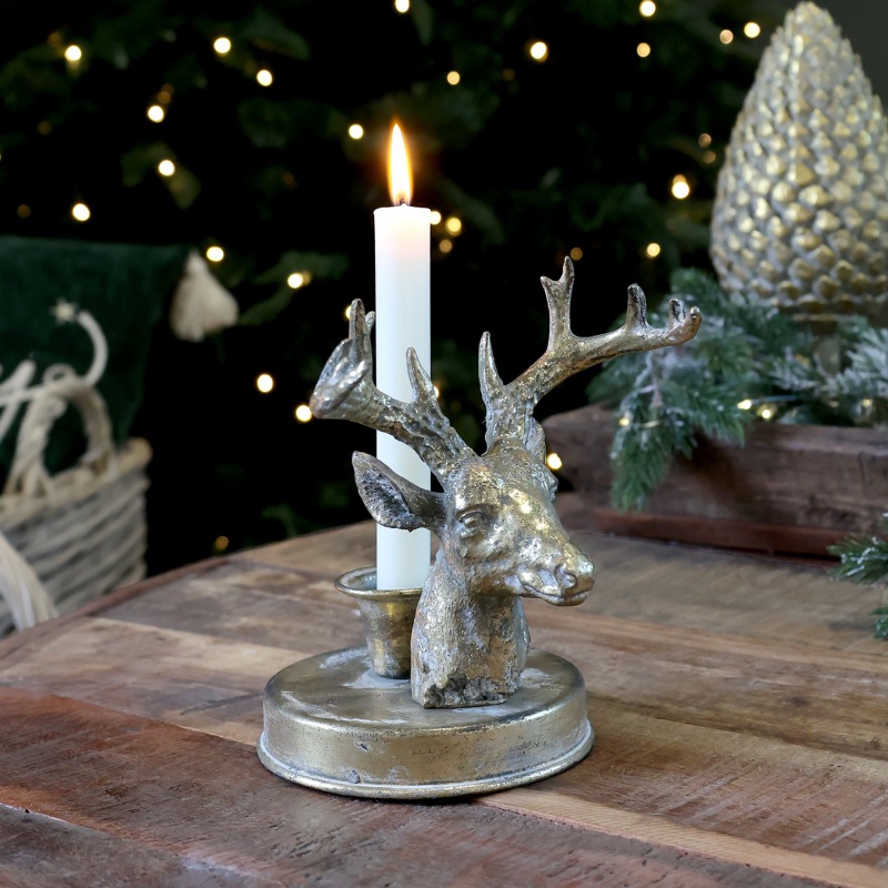  Kerzenständer Goldener Hirsch