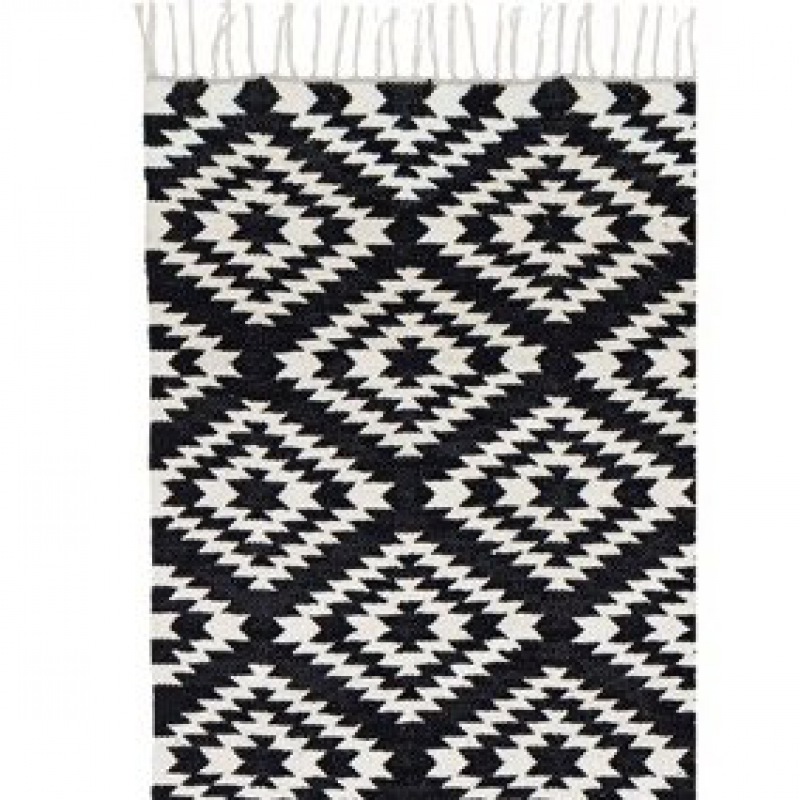  Läufer klein Apache, 55 x 120 cm, schwarz/weiss