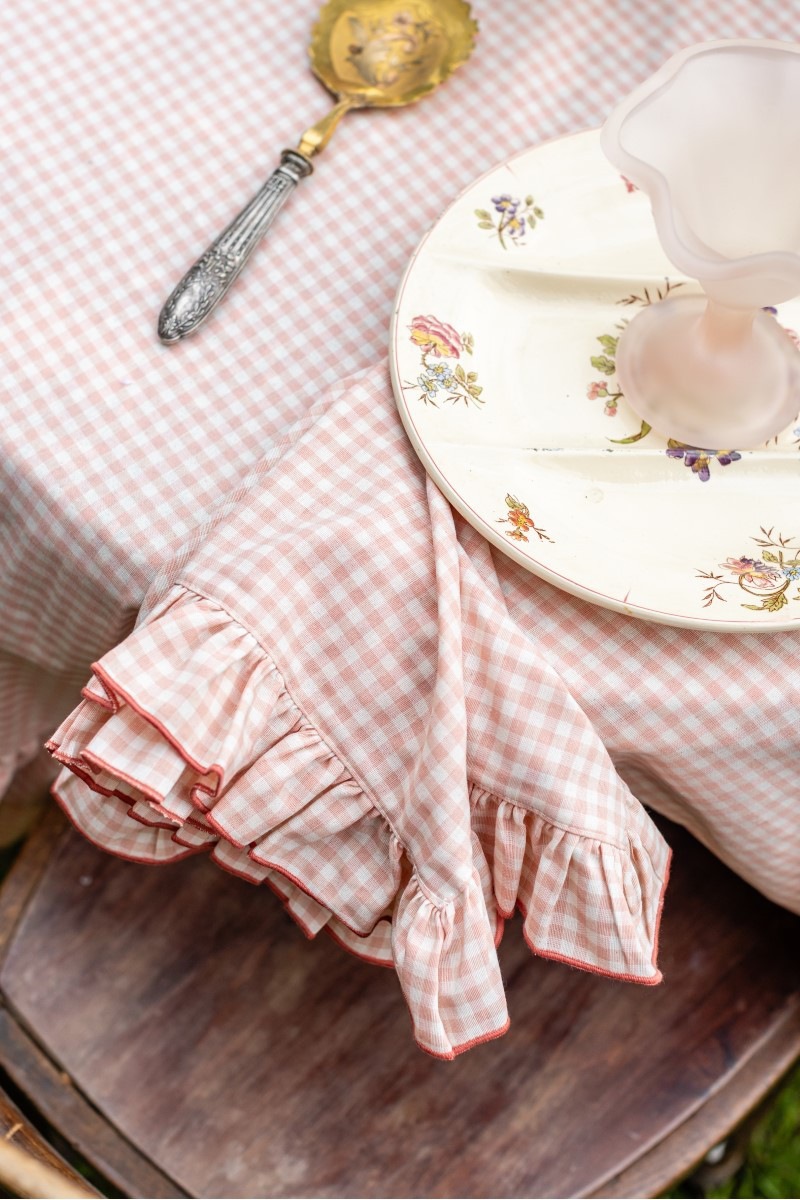  SERVIETTE Gitane Vichy Rosa Corallo