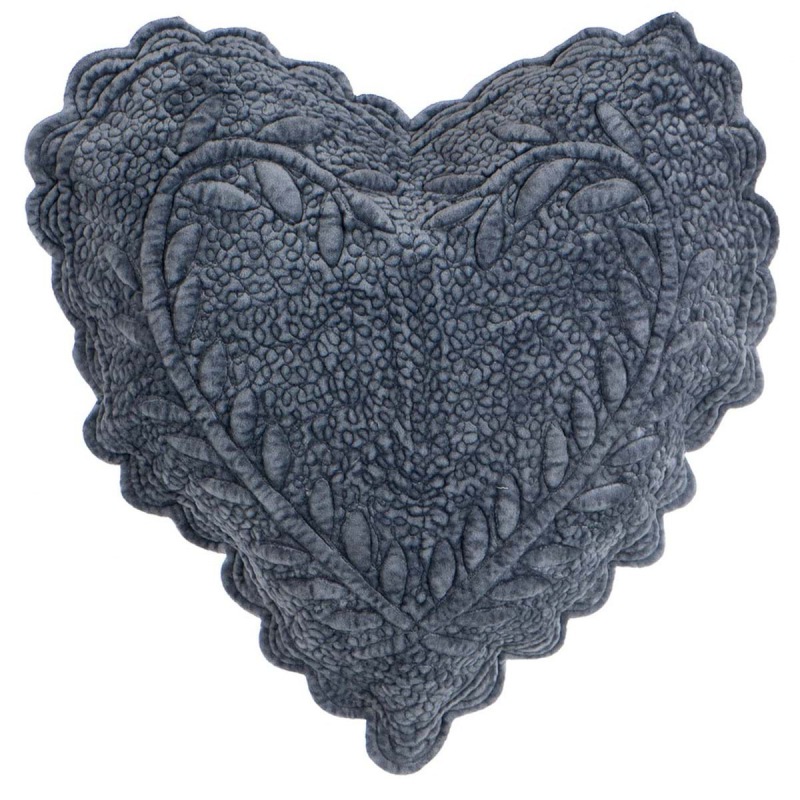  Velvet Samt Herzkissen Aurora dunkel-silber