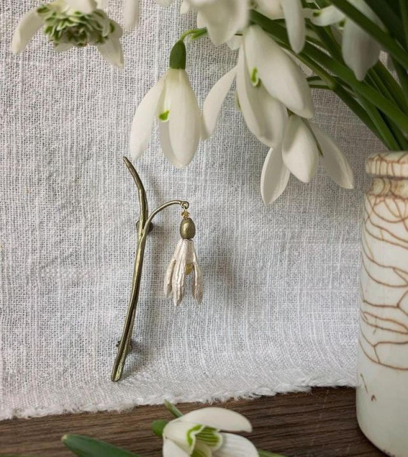  BROSCHE BOTANICA Schneeglöckchen