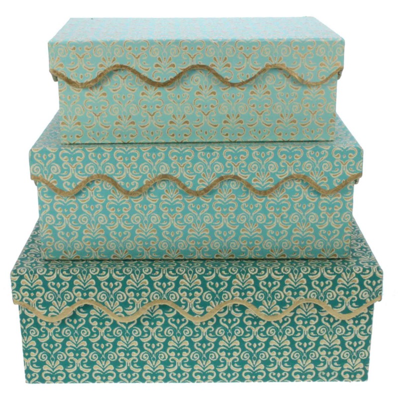 Meander Geschenkbox 3-er Set türkis
