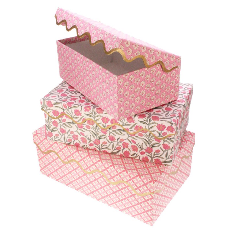  Meander Geschenkbox 3-er Set rosa