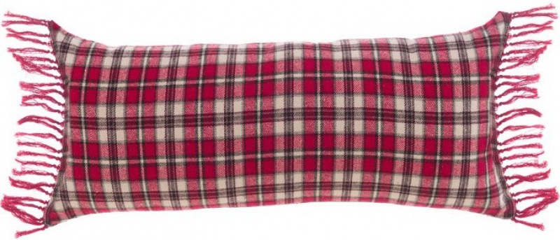  Tartan Kissen mit Fransen rot-grau