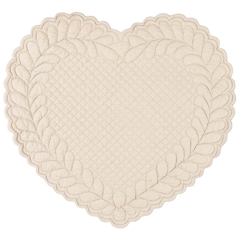  Boutis Tischset Herz, 42 x 42 cm, french beige hell