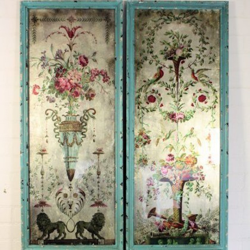  Glasmalereibilder Salon Chérie, 2-er Set