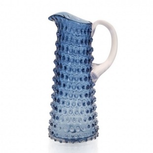 GLASKUNST Karaffe Tautropfen 1 Liter rauch blau 