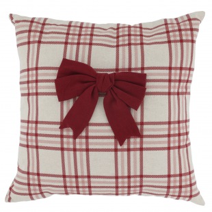 Kissen Karo und Schleife rot