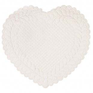 Boutis Tischset Herz, 42 x 42 cm, cream