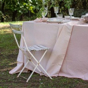 BAUMWOLLE TISCHDECKE Rosa Corallo Streifen 170 x 220 cm