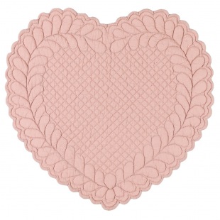 Boutis Tischset Herz, 42 x 42 cm, soft rose