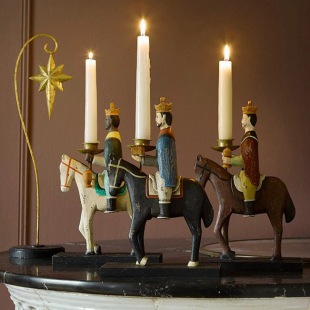 3-er Set KERZENLEUCHTER Heilige Drei K&ouml;nige 
