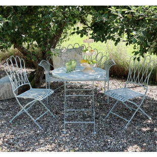 Bank Tisch 2 St&uuml;hle Set Normandie blau