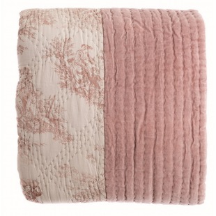 Plaid Flair Toile de Jouy rosa, 180 x 260 cm