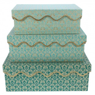 Meander Schachtel 3-er Set t&uuml;rkis