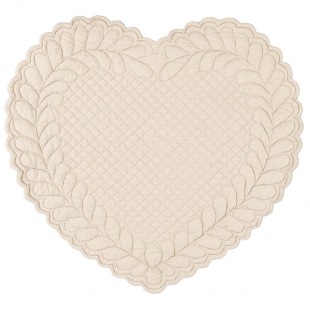 Boutis Tischset Herz, 42 x 42 cm, french beige hell