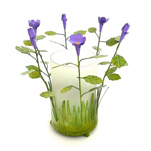 Serie Art Deco Windlicht lila Blumen