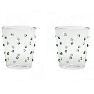 2-er Set Gl&auml;ser Fancy Dots, gr&uuml;n